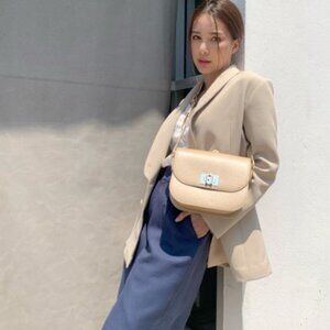 NWT! NEW! Furla Signature Furla 1927 Shoulder Bag -Sand